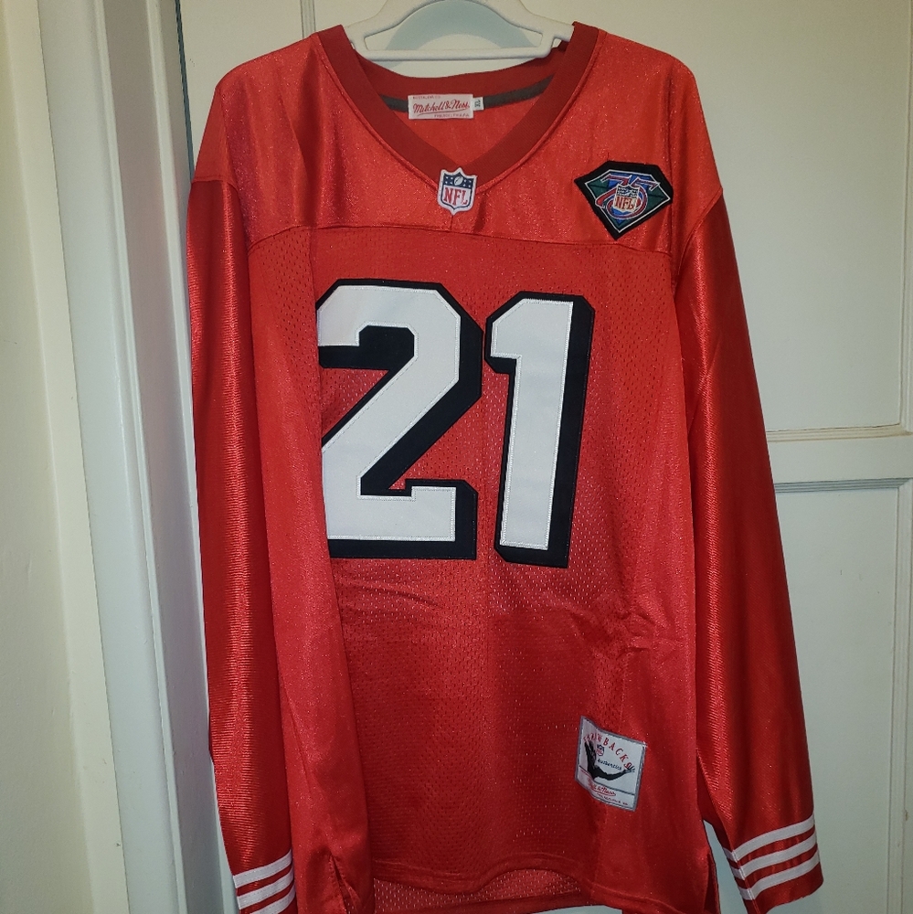#21 Deion Sanders, American football player, played for the 49ers. Men's jersey.